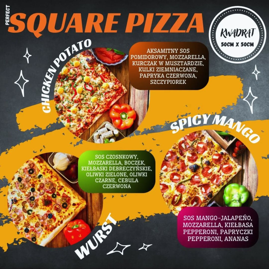 menu sezonowe Aż 16 kawałków w jednej kwadratowej pizzy!
